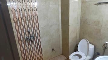 Shower, towels, soap, shampoo