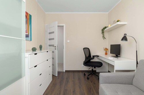 Spacious Apartment with Air Conditioning | Desk | Balcony