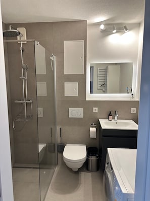 Shower, towels - Apartment 'See Sun' with Shared Garden and Balcony (Uhldingen-Mühlhofen)