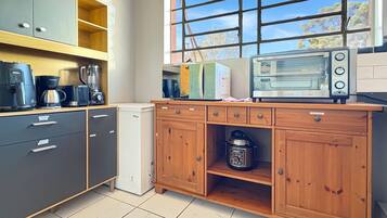 Coffee/tea maker, microwave, toaster, blender