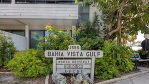 A sign for 'Bahia Vista Gulf' with a number '1555' and 'North Driveway' indicating the location. - Venice, FL 2 - Two Bedroom Apartment, Sleeps 4 (Sarasota)