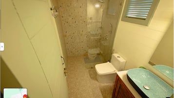 Ducha, cabezal de ducha tipo lluvia, secador de pelo, pantuflas