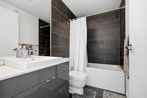 Hair dryer, towels, soap, toilet paper - Furnished Condo with Great Views | 1 Bed | 1 Bath | (Winnipeg)