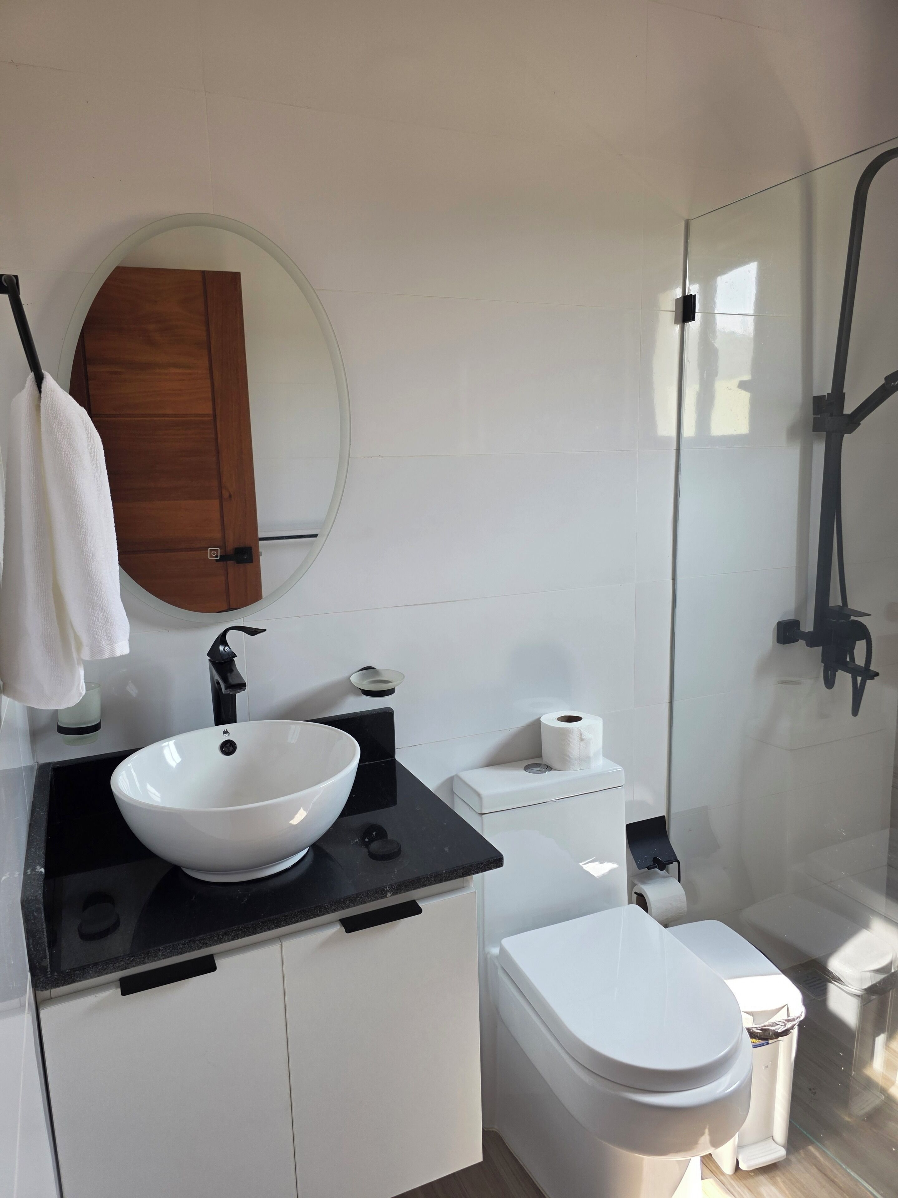 Towels, soap, shampoo, toilet paper