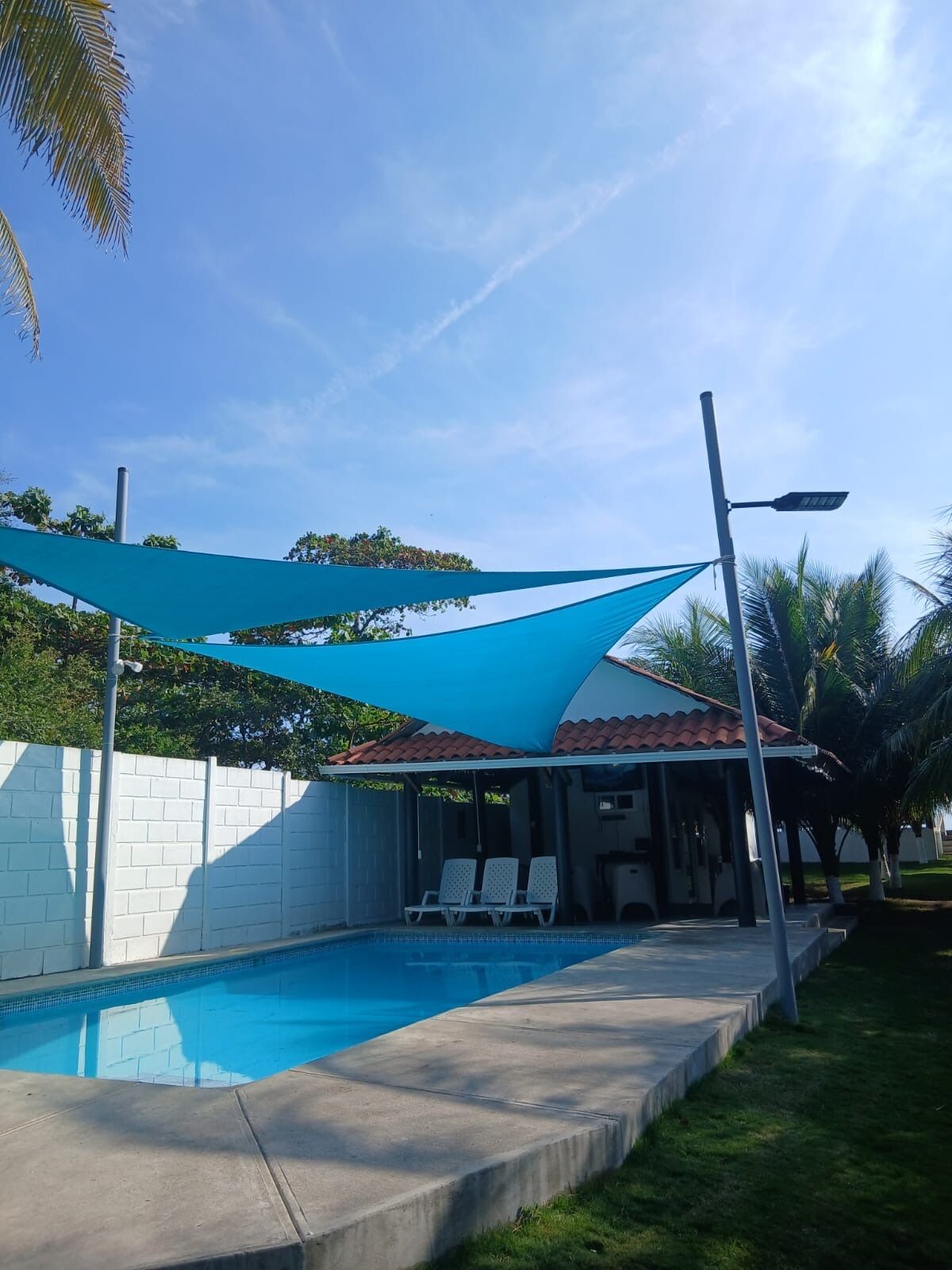 Outdoor pool, open 8:00 AM to 8:00 PM, pool umbrellas, sun loungers