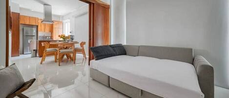 Luxury Apartment | Living area | 50-inch LED TV with cable channels