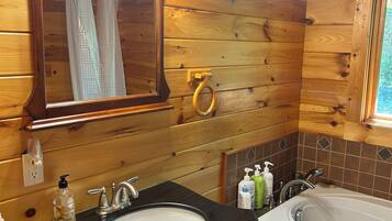 Hair dryer, bidet, towels, soap