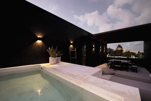 A rooftop pool area with a seating area and potted plants. - The Four Luxury Villas, 8 Pools, 15 BRs, 38 Pax (Tulum)