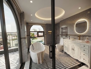 Luxury Suite, Balcony, City View | Bathroom | Separate bathtub and shower, hair dryer, towels, soap - Grand Sol Luxury Boutique Hotel (HaNoi)
