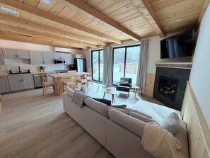 Living area - Fox Hearth | Nordic Barn, Stowe Nature Escape (Stowe)