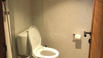 Séchoir à cheveux, bidet, serviettes fournies, savon