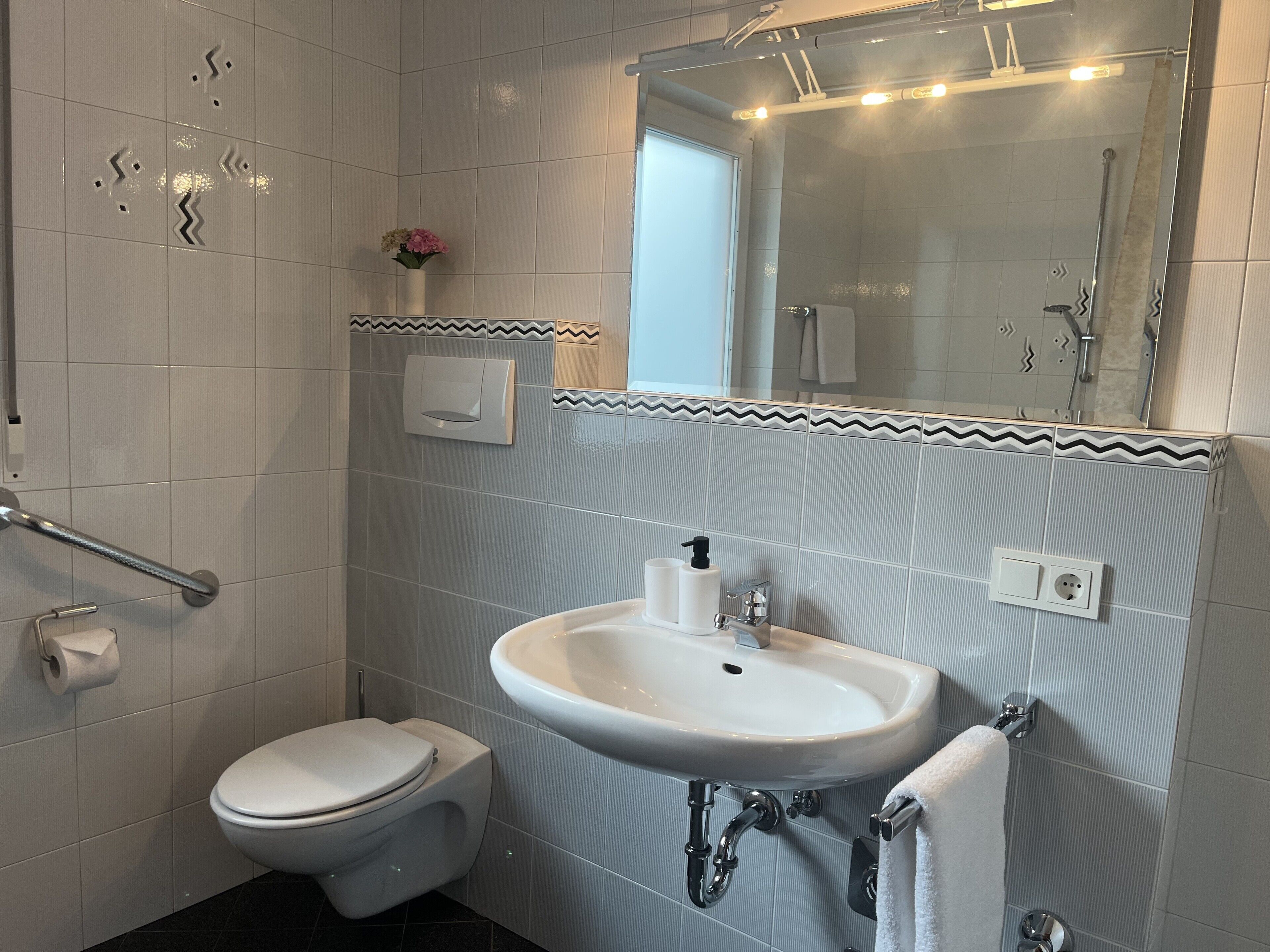 Dusche, Haartrockner, Handtücher