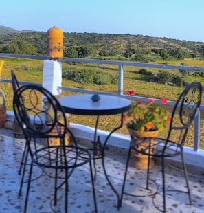 Comfort-Doppelzimmer, Balkon, Bergblick | Speisen im Freien