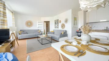 Apartment (12 A) | Living area | 30-inch flat-screen TV with digital channels
