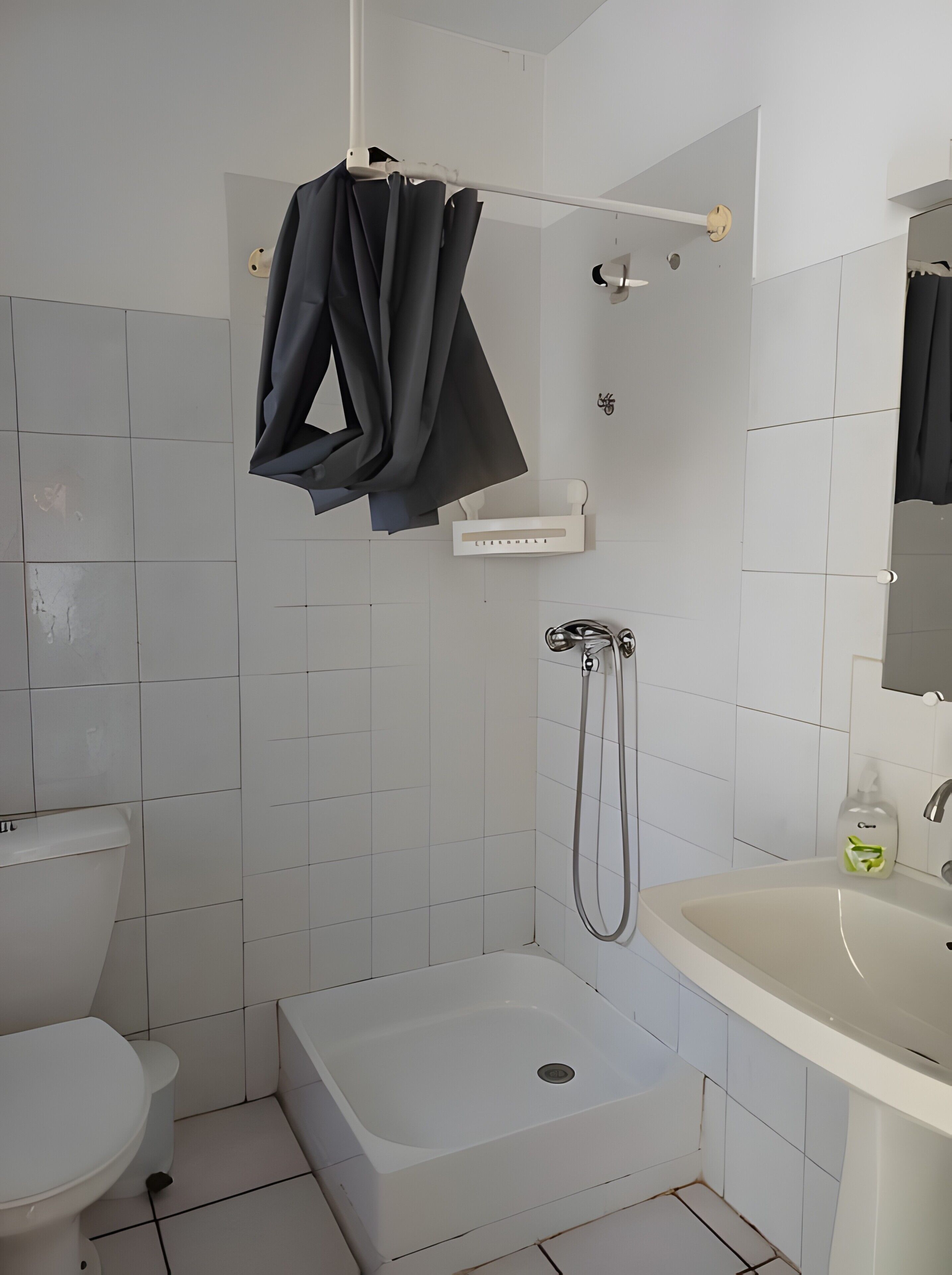 Ein Badezimmer mit Toilette, Badewanne, Dusche und Waschbecken.