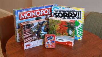 Challenge your friends to classic board games or work on a puzzle together during your stay—perfect for cozy evenings in.