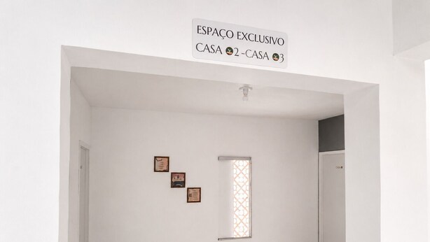 A spacious room with a white wall, a window with a decorative grille, and three framed pictures. - Aconchego de Lugar - Eri & Douglas - 3 (Belo Horizonte)