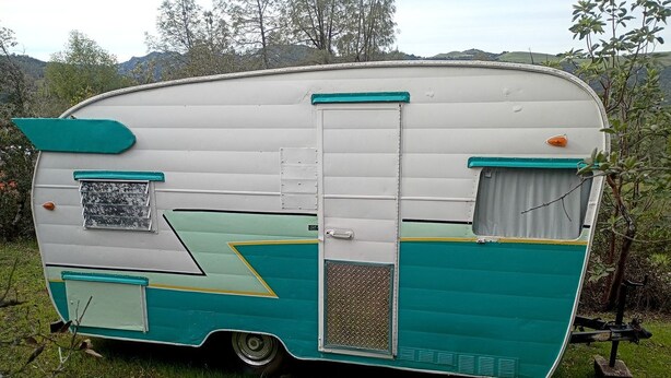 Unclassified image, 1 of 7, button - Vintage Shasta Camper with Relaxing Fire Pit Escape on Geyserville, California (Geyserville)