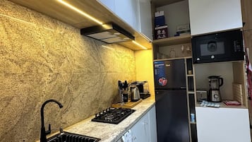 Familienapartment, Balkon, Stadtblick | Eigene Küche | Kühlschrank, Mikrowelle, Ofen, Herdplatte