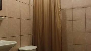 Shower, free toiletries, towels, soap