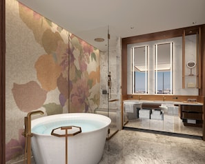 Premium Suite, 1 King Bed (101 View) | Bathroom | Hair dryer, bathrobes, towels, shampoo - Hyatt Centric East Taipei (Taipei)