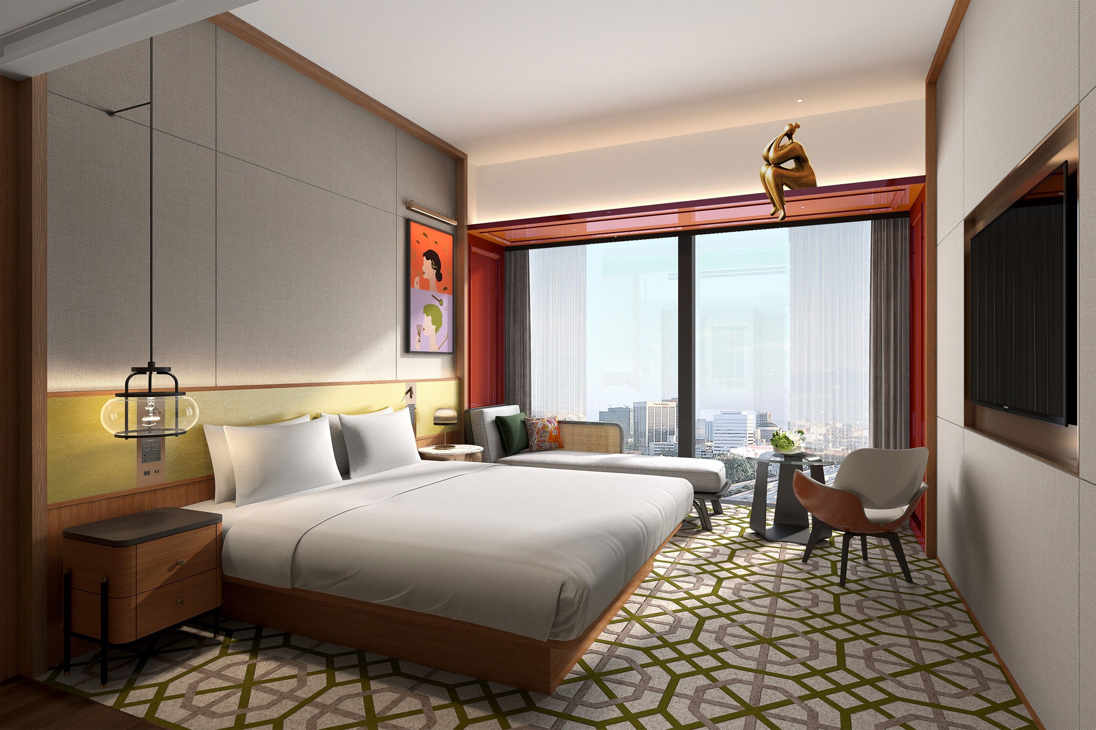 ميني بار وخزنة داخل الغرفة ومكواة/لوح كي وأسرّة أطفال/رضّع (مجانًا)