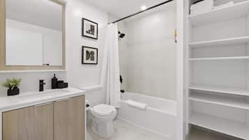 Ducha, secador de pelo y champú