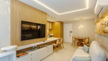 Basic Apartment | Living area | 40-inch TV with digital channels