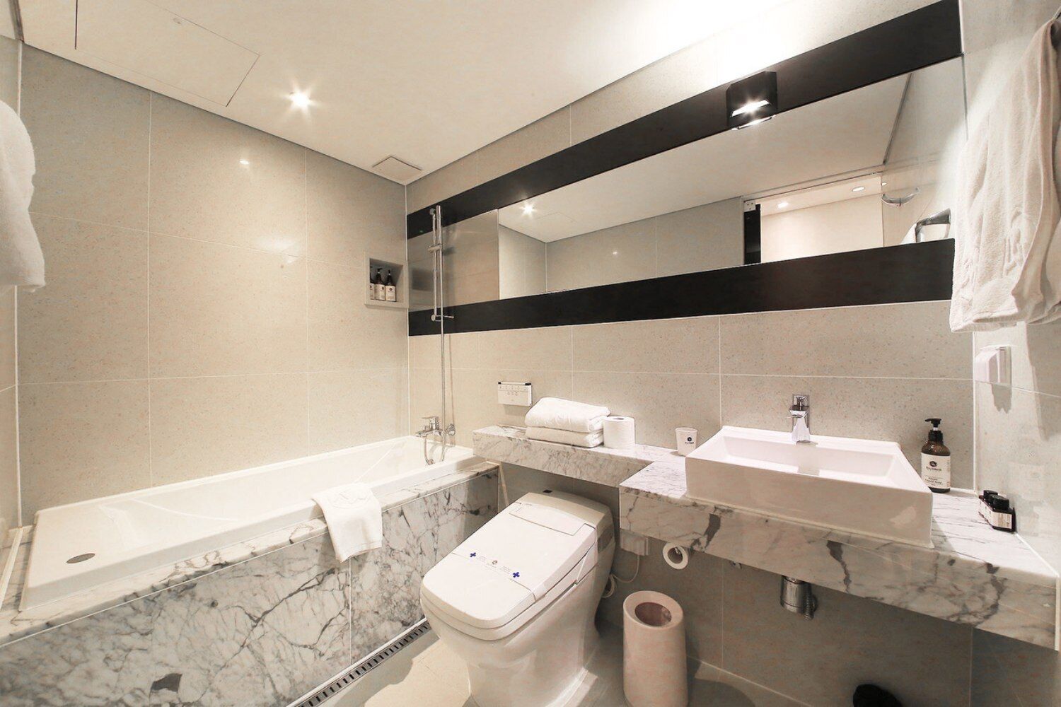 Standard Room | Bathroom | Hair dryer, towels, shampoo, toilet paper