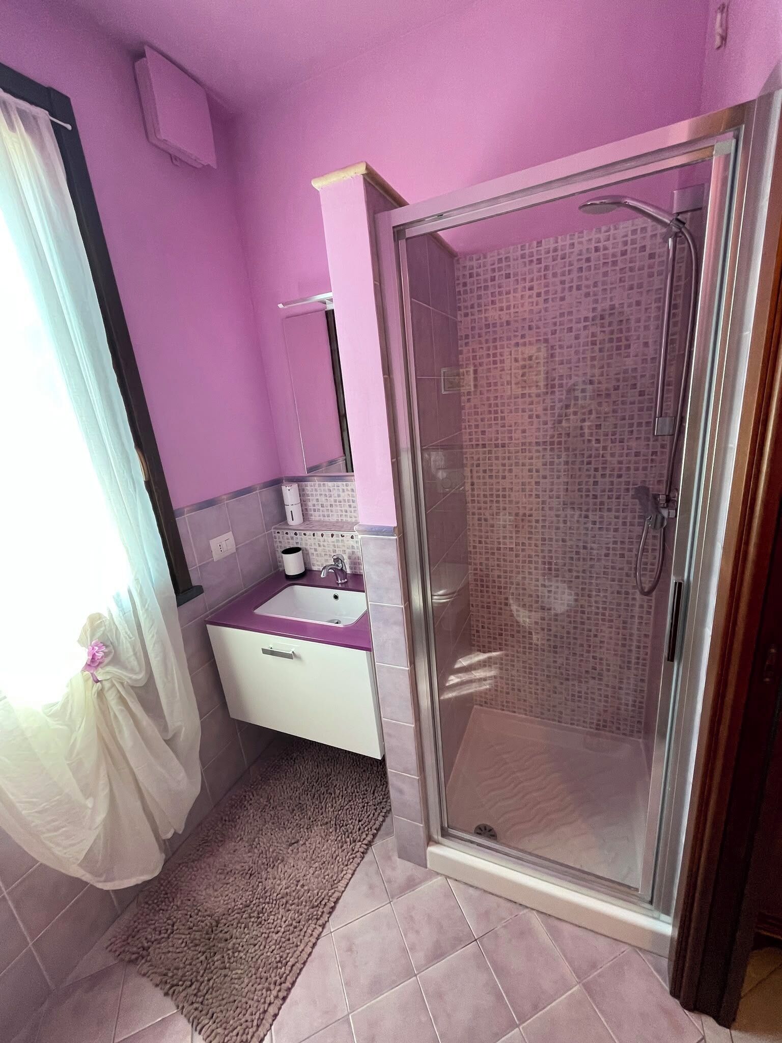 Hair dryer, bidet, towels, soap