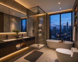 Appartamento, vista città | Bagno