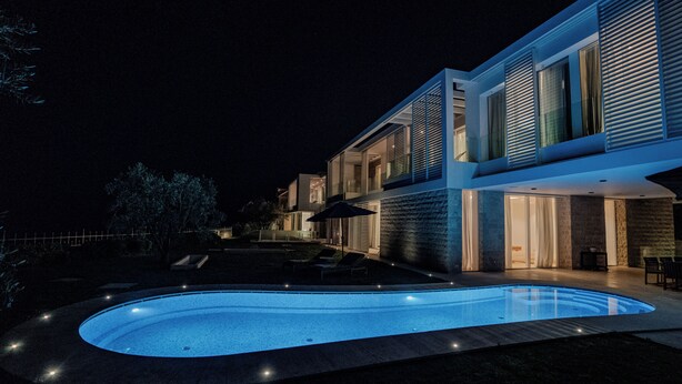 A modern two-story house with a swimming pool. - Luxury Villa Katino Estate with Private Pool & Sea Views (Šipanska Luka)