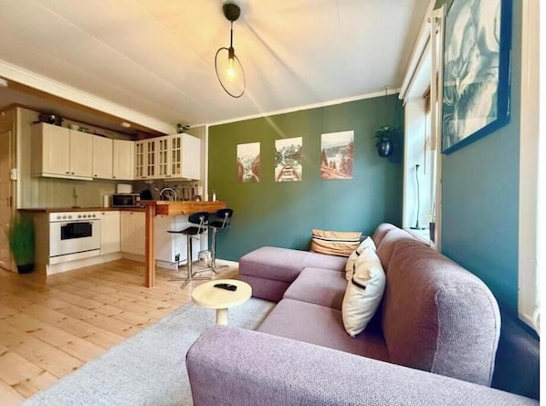 Living area - Rustic charm in the heart of Trondheim – comfortable apartment with free parking (Trøndelag)