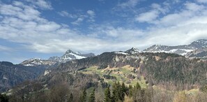A mountainous landscape with a clear sky. - Studio with a stunning view of Notre-Dame-de-Bellecombe, the Alps, Mont Blanc, the Aravis, and the Beaufortain (Notre-Dame-de-Bellecombe)