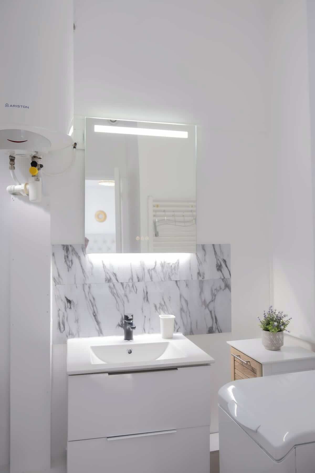 Een douche, een haardroger