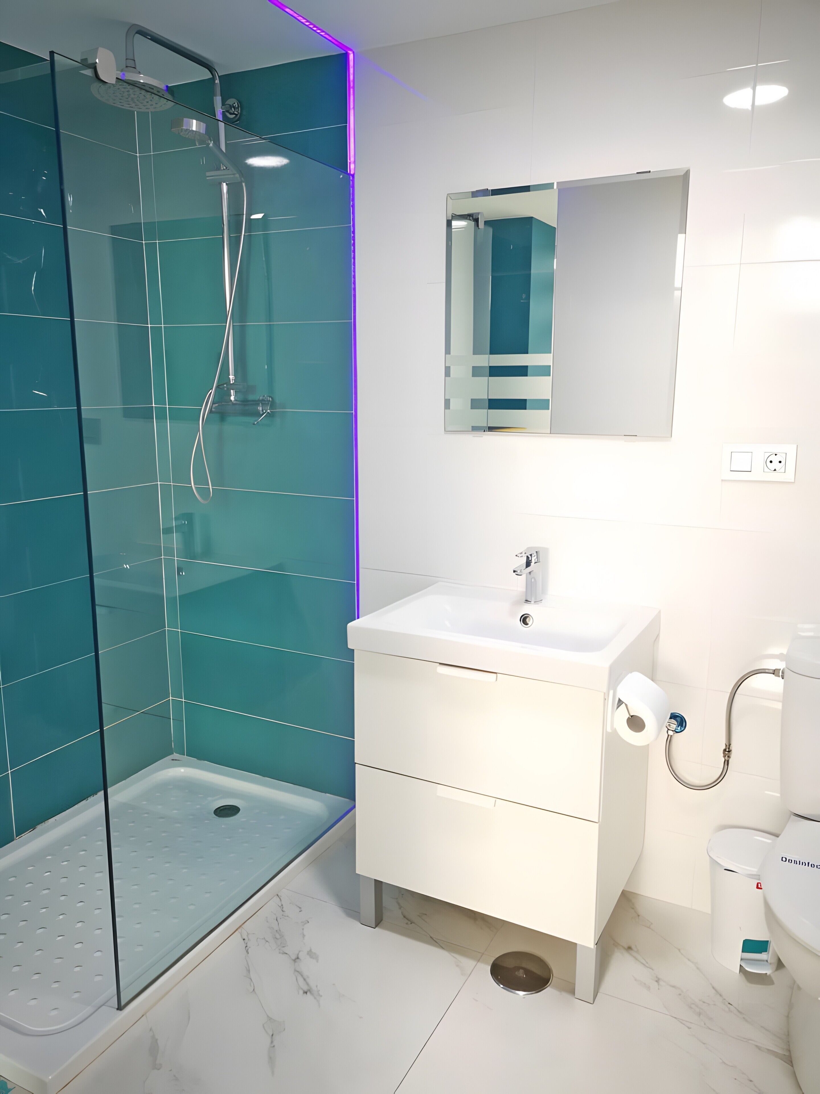 Dusche, Haartrockner, Handtücher