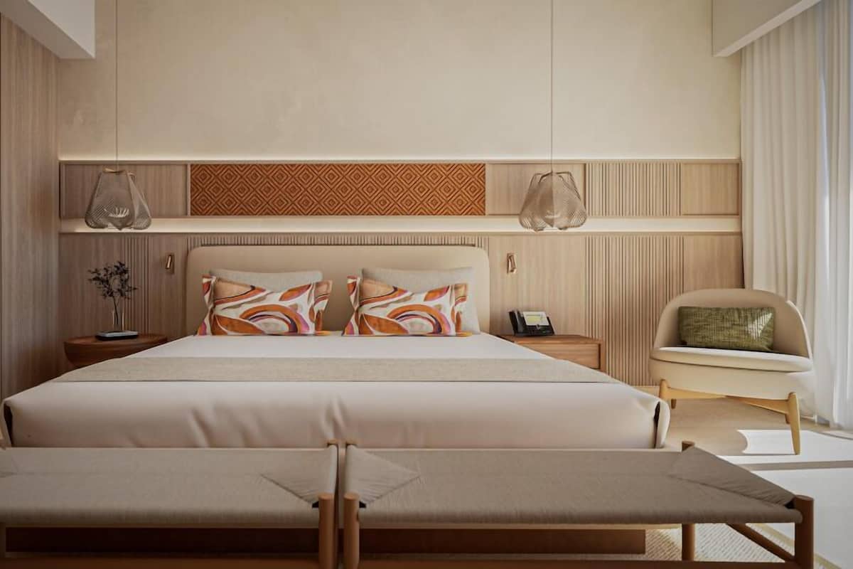 Habitación Deluxe, 1 cama King size, vista a la laguna | Ropa de cama de alta calidad, minibar, escritorio y cortinas blackout
