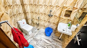 A bathroom with a toilet, sink, and shower. - Anantam Stays By Hotel Bhopal Palace (Jaipur)
