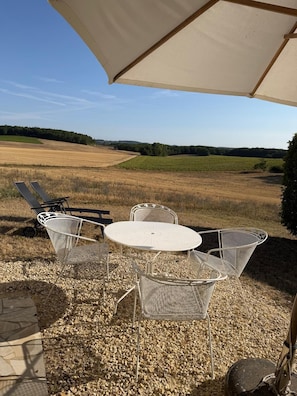 Outdoor dining - A charming house in the heart of the vineyards with an unobstructed view. (Sigoulès-et-Flaugeac)