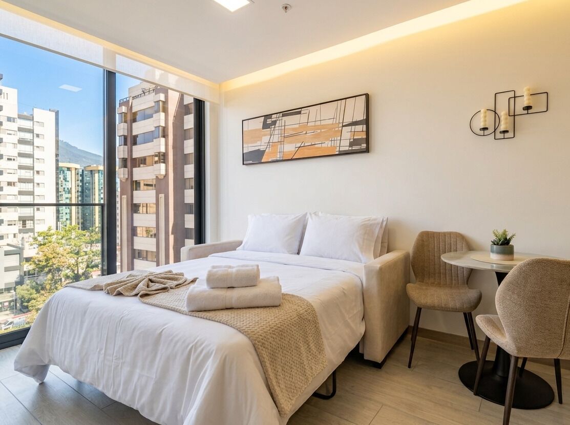 Cortinas blackout, tabla de planchar con plancha y wifi gratis 