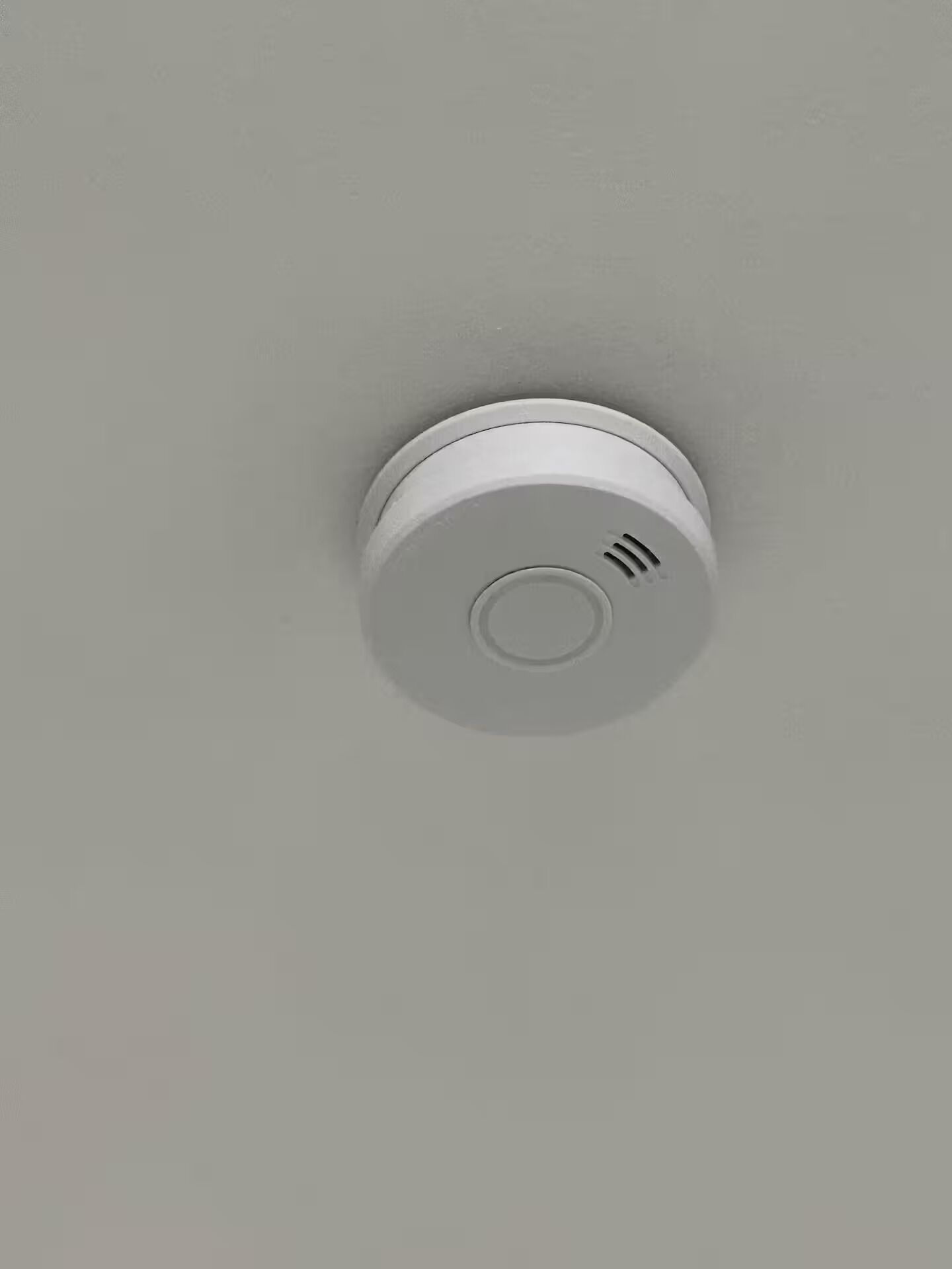 A ceiling-mounted smoke detector.