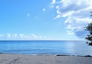 A beach with clear skies and calm water.