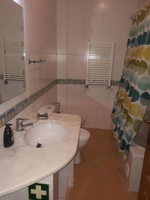 Asciugacapelli, bidet, asciugamani, carta igienica