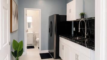 Shower, towels, soap, shampoo