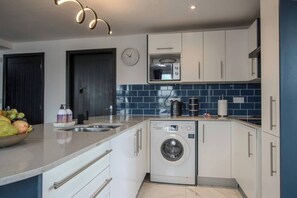 Coffee/tea maker, fridge, microwave, oven - #174 Bright Flat | Chaplin House | Sleep 3-6 (Warrington)