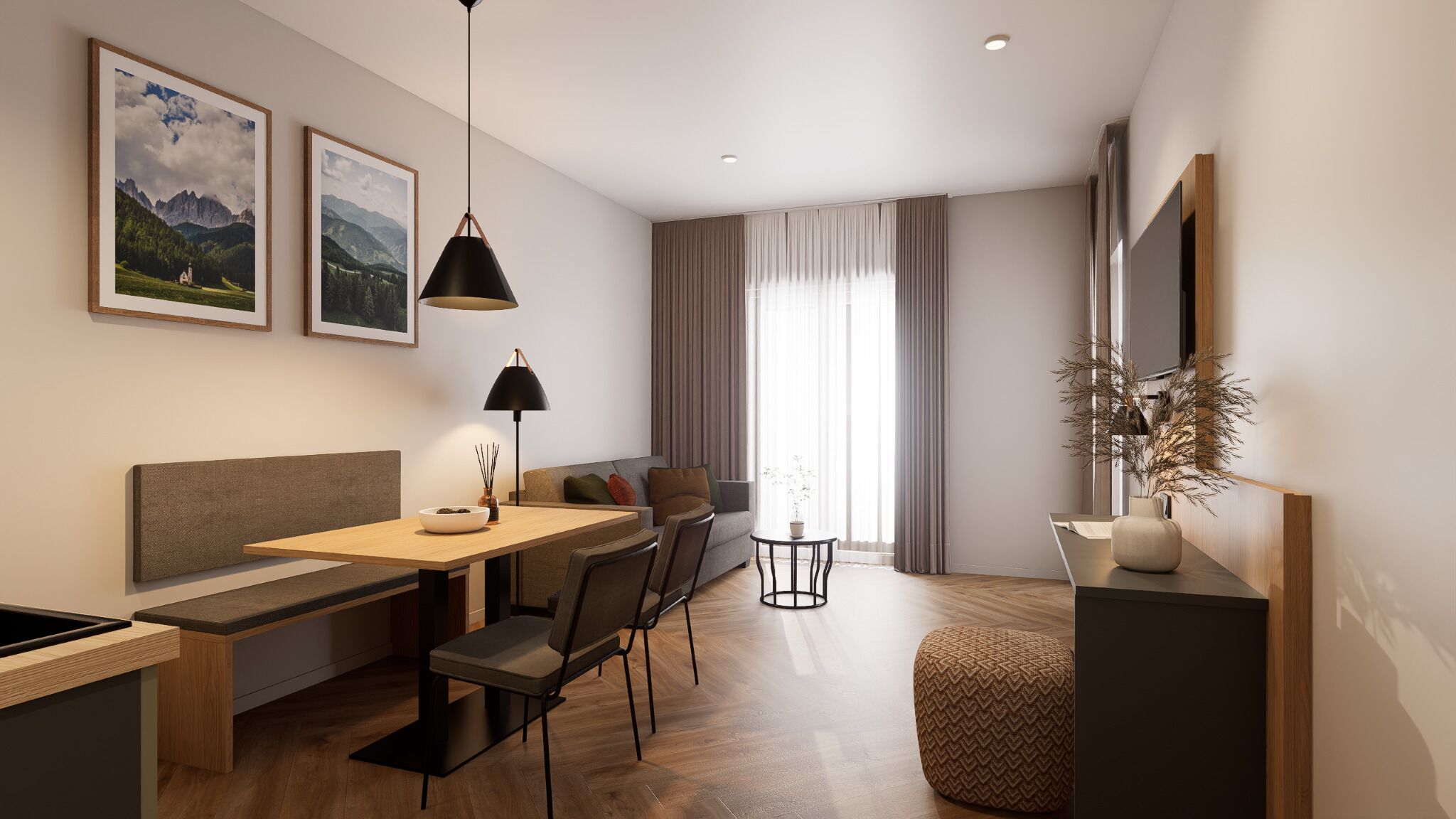 Apartment 2 Süd-West - Balkon-Wohnbereich