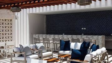 Outdoor sitting area at the shared rooftop