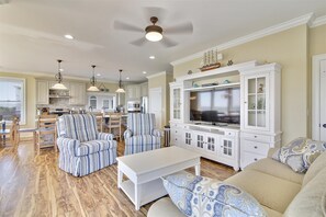TV, table football - Treasure by the Sea: Oceanfront, Pool, Fire Pit & Steps to the Sand (Murrells Inlet)