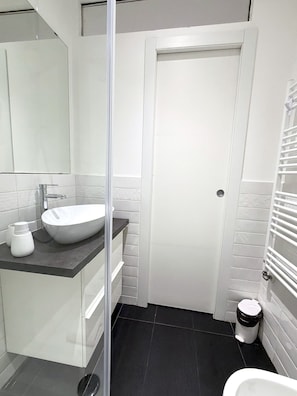 Dusche, Haartrockner, Bidet, Handtücher