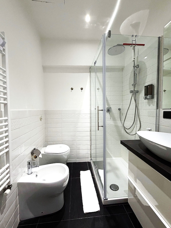 Dusche, Haartrockner, Bidet, Handtücher
